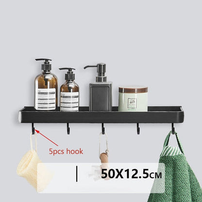 Bathroom Shelf No Drill Organizer Shower Storage Rack Black Corner