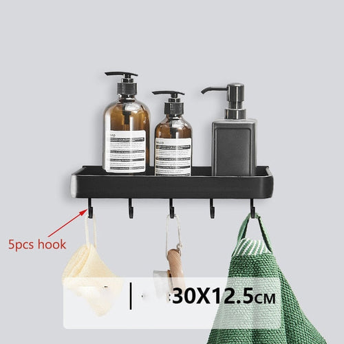 Bathroom Shelf No Drill Organizer Shower Storage Rack Black Corner