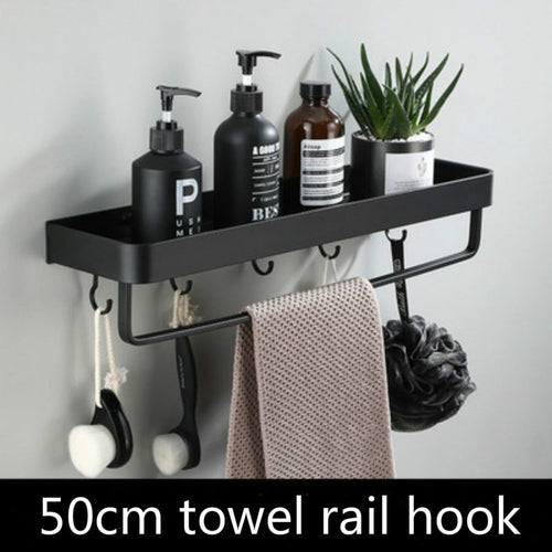 Bathroom Shelf No Drill Organizer Shower Storage Rack Black Corner