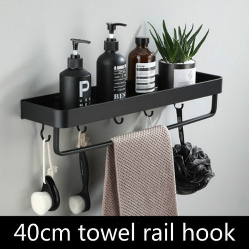 Bathroom Shelf No Drill Organizer Shower Storage Rack Black Corner