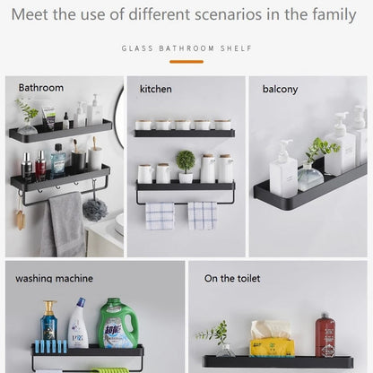 Bathroom Shelf No Drill Organizer Shower Storage Rack Black Corner