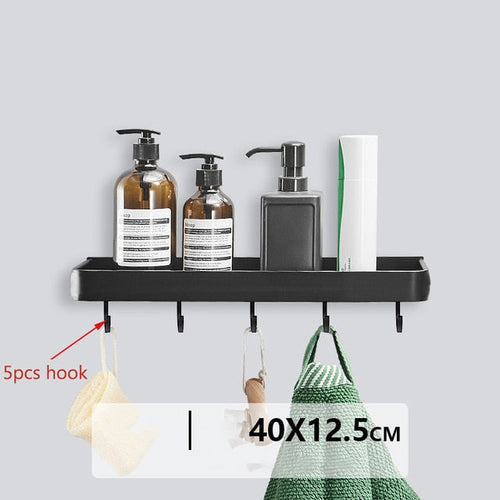 Bathroom Shelf No Drill Organizer Shower Storage Rack Black Corner