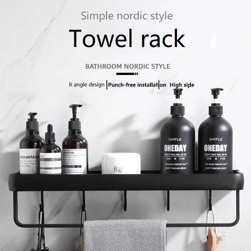 Bathroom Shelf No Drill Organizer Shower Storage Rack Black Corner